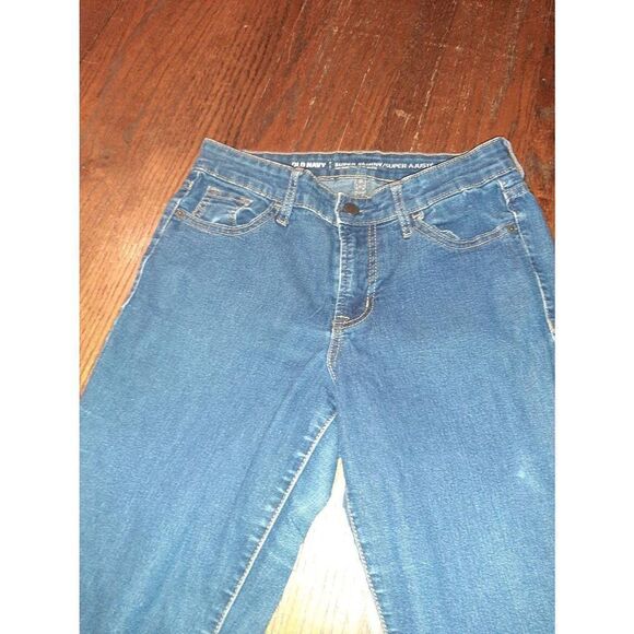 Size 4 Old Navy Mid Rise Super Skinny Denim Blue Jeans with Pockets Belt Loops - Picture 3 of 9